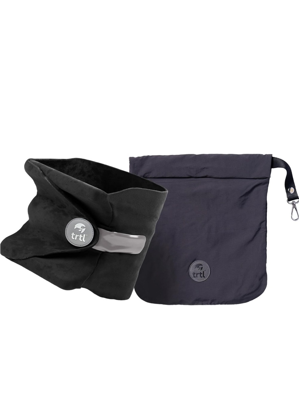 trtl Black Travel Pillow with Carry Pouch